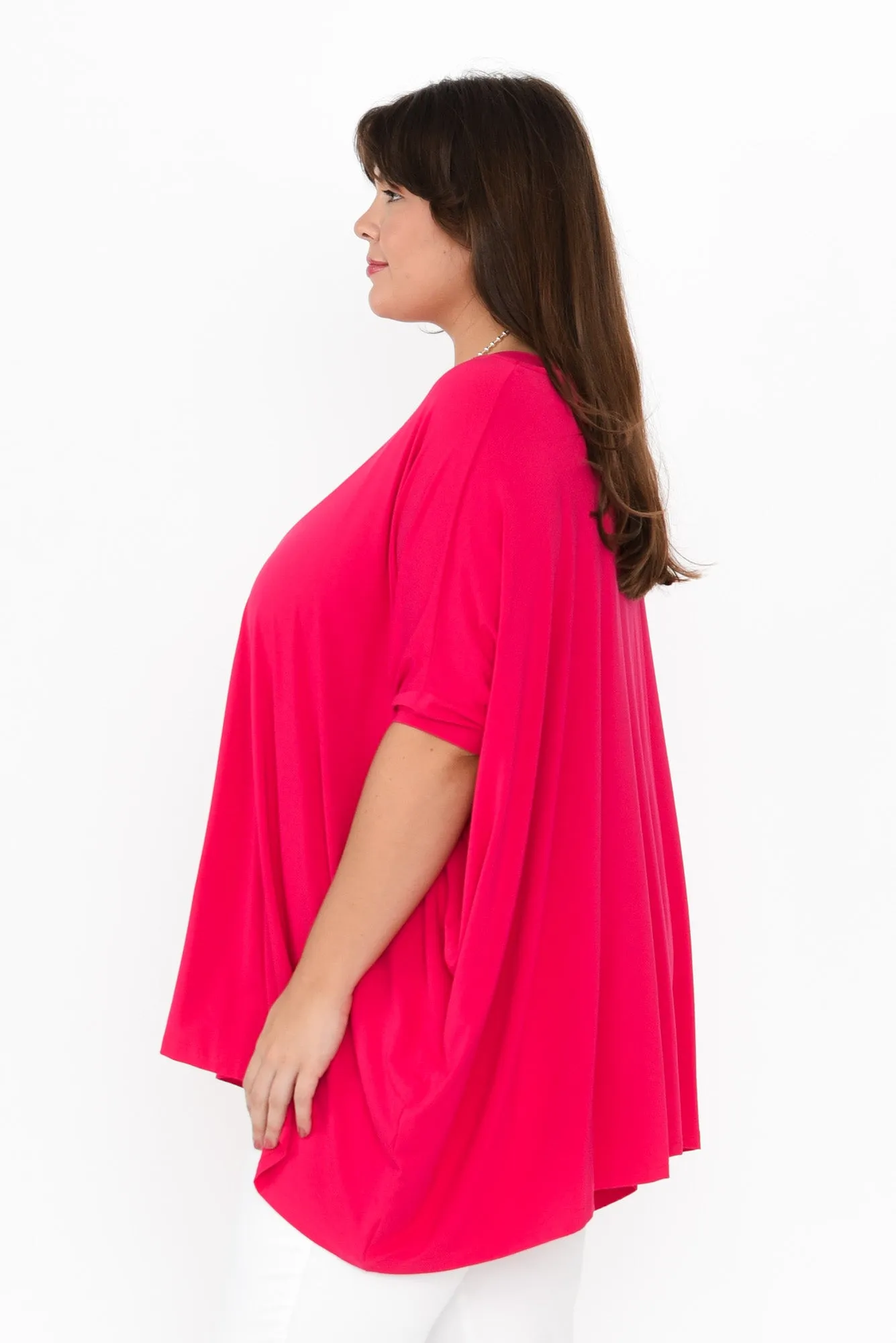 Kelsier Raspberry Bamboo Batwing Top