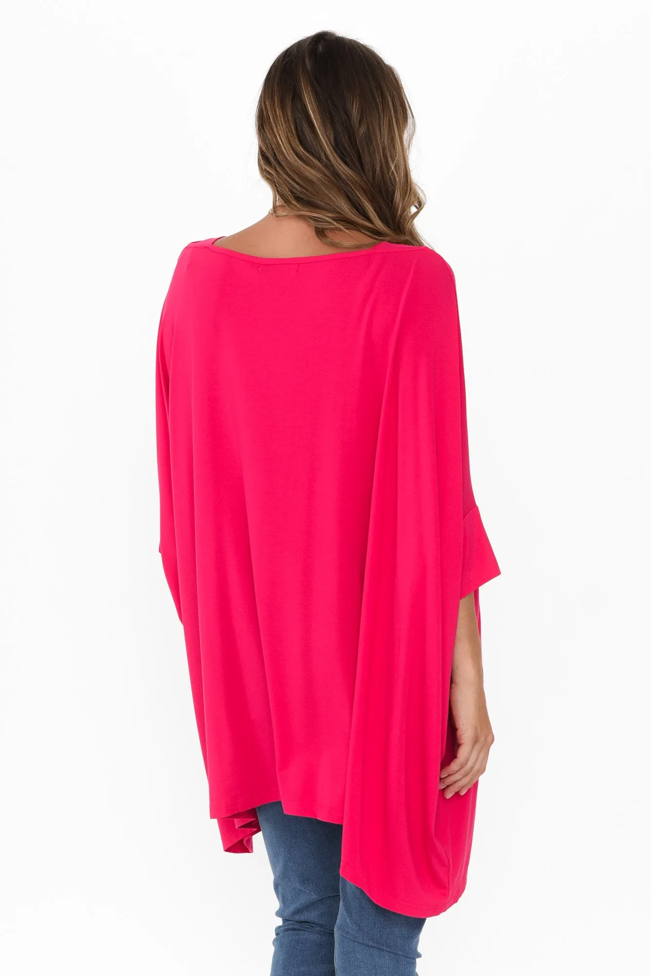 Kelsier Raspberry Bamboo Batwing Top