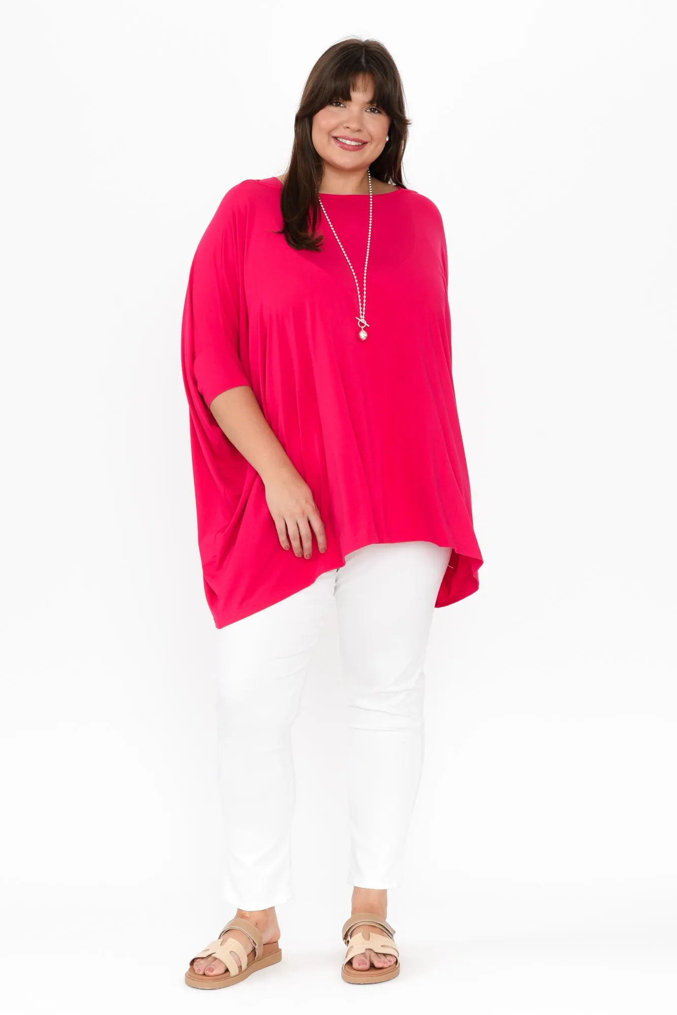 Kelsier Raspberry Bamboo Batwing Top