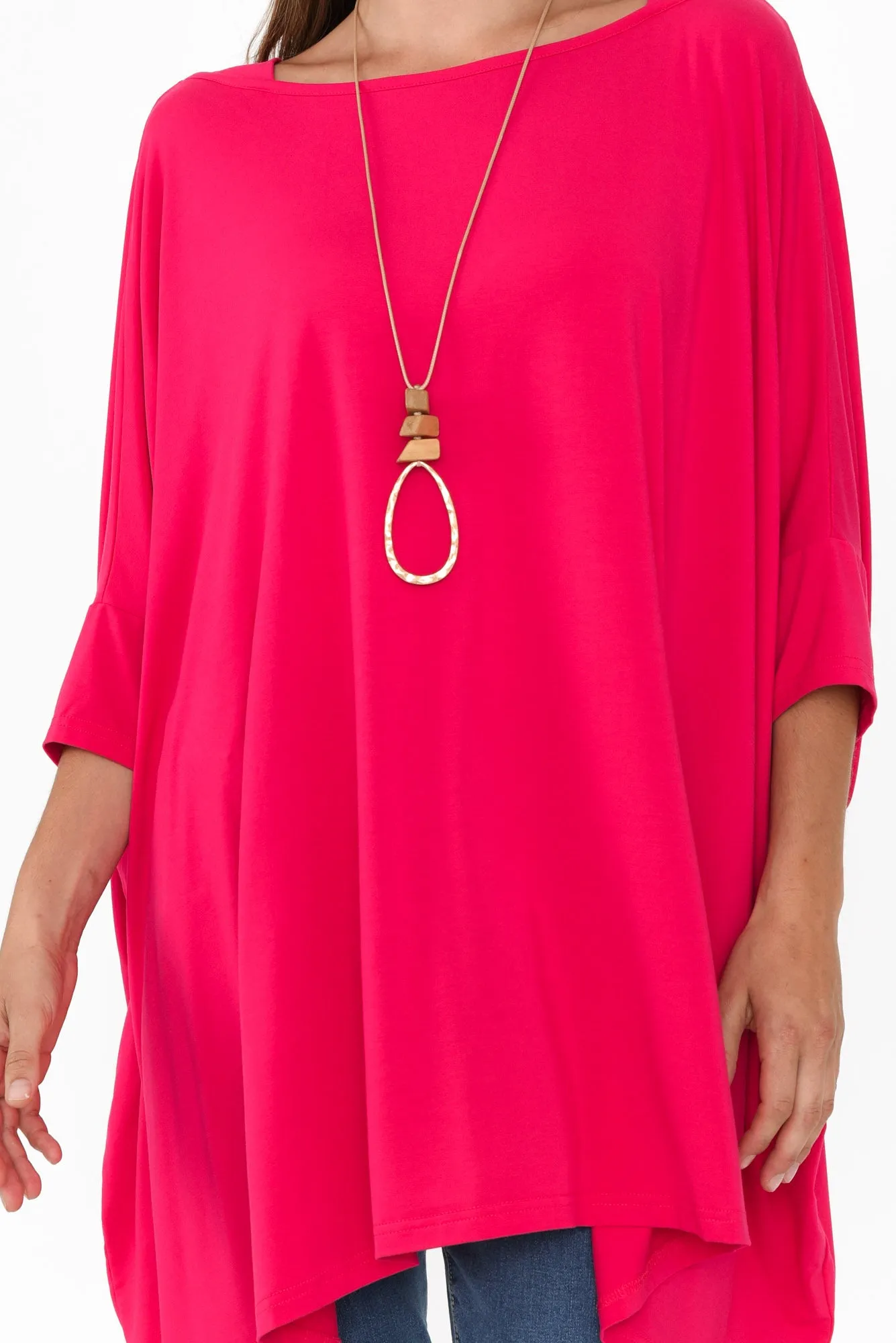 Kelsier Raspberry Bamboo Batwing Top