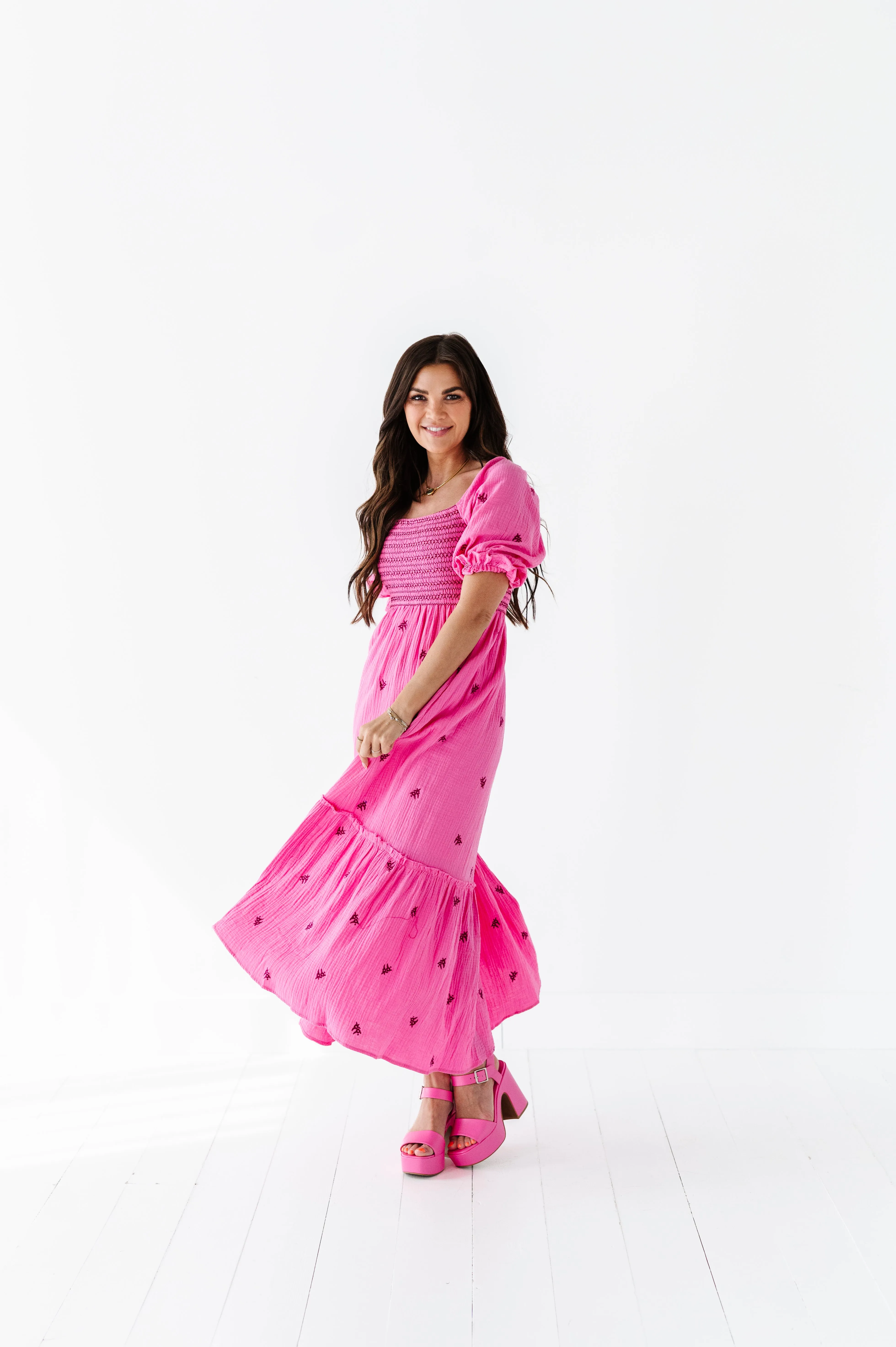 Kemry Embroidered Dress in Pink