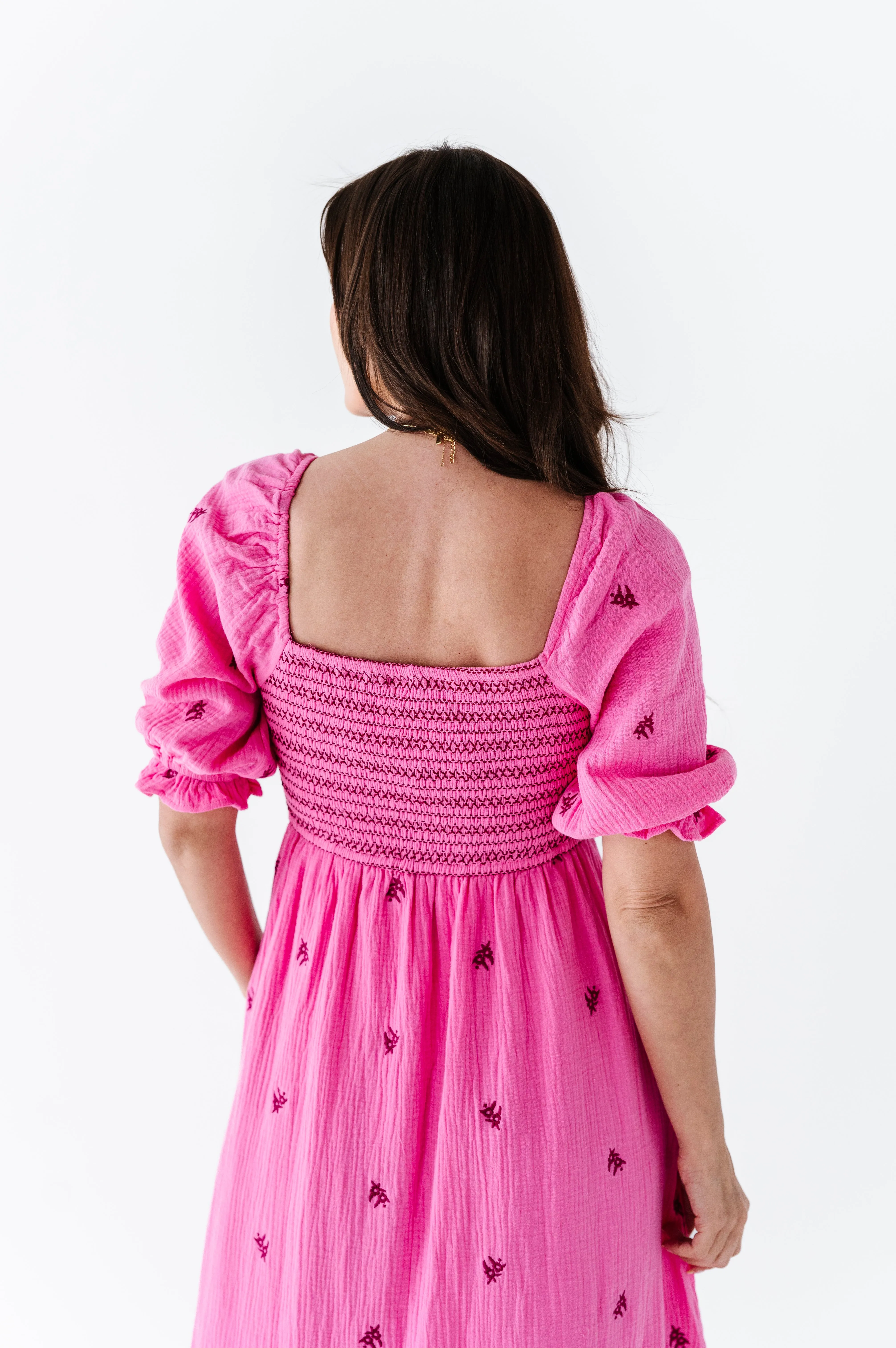 Kemry Embroidered Dress in Pink