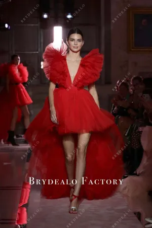 Kendall Jenner Red Tulle High To Low H&M Show 2019 Dress