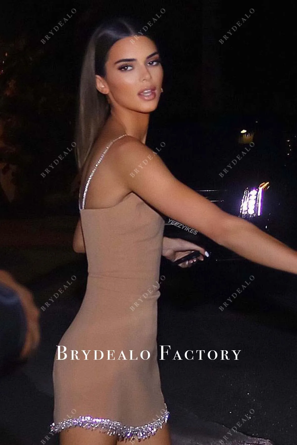 Kendall Jenner Warm Beige Mini 2019 Miami Night Out Dress