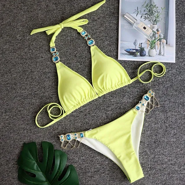 Kendall Rhinestone Detail Luxury Bikini Set