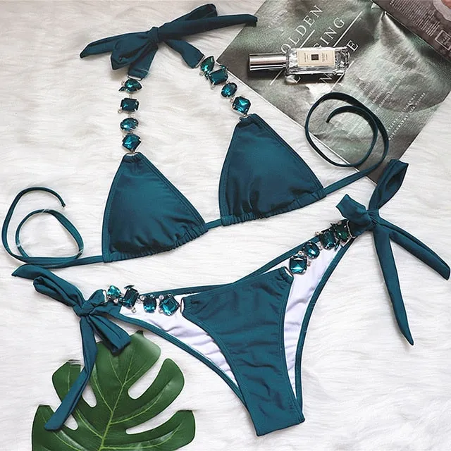 Kendall Rhinestone Detail Luxury Bikini Set