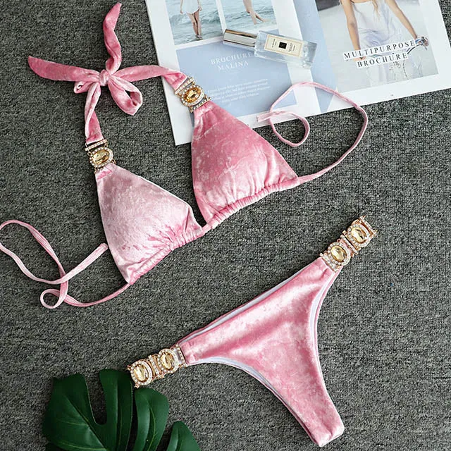 Kendall Rhinestone Detail Luxury Bikini Set