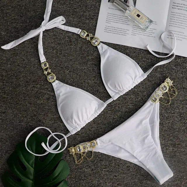 Kendall Rhinestone Detail Luxury Bikini Set