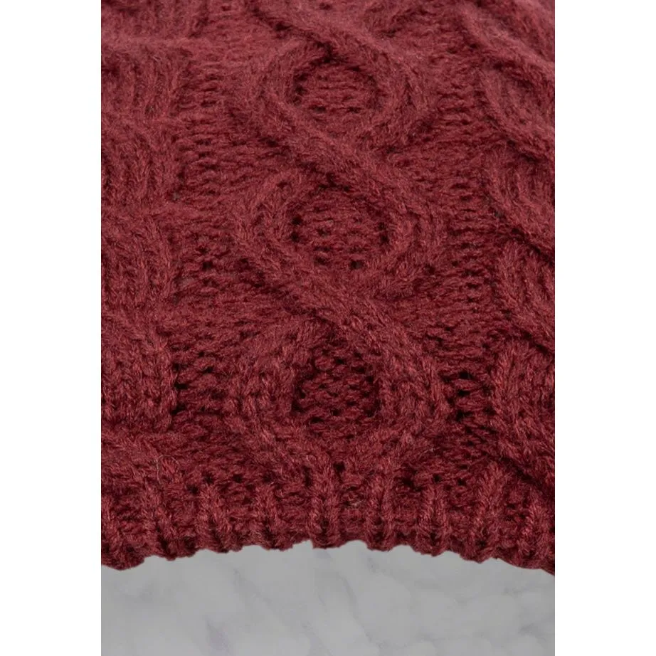 Kendra Women's Knitted Beanie Hat in Dark Cherry