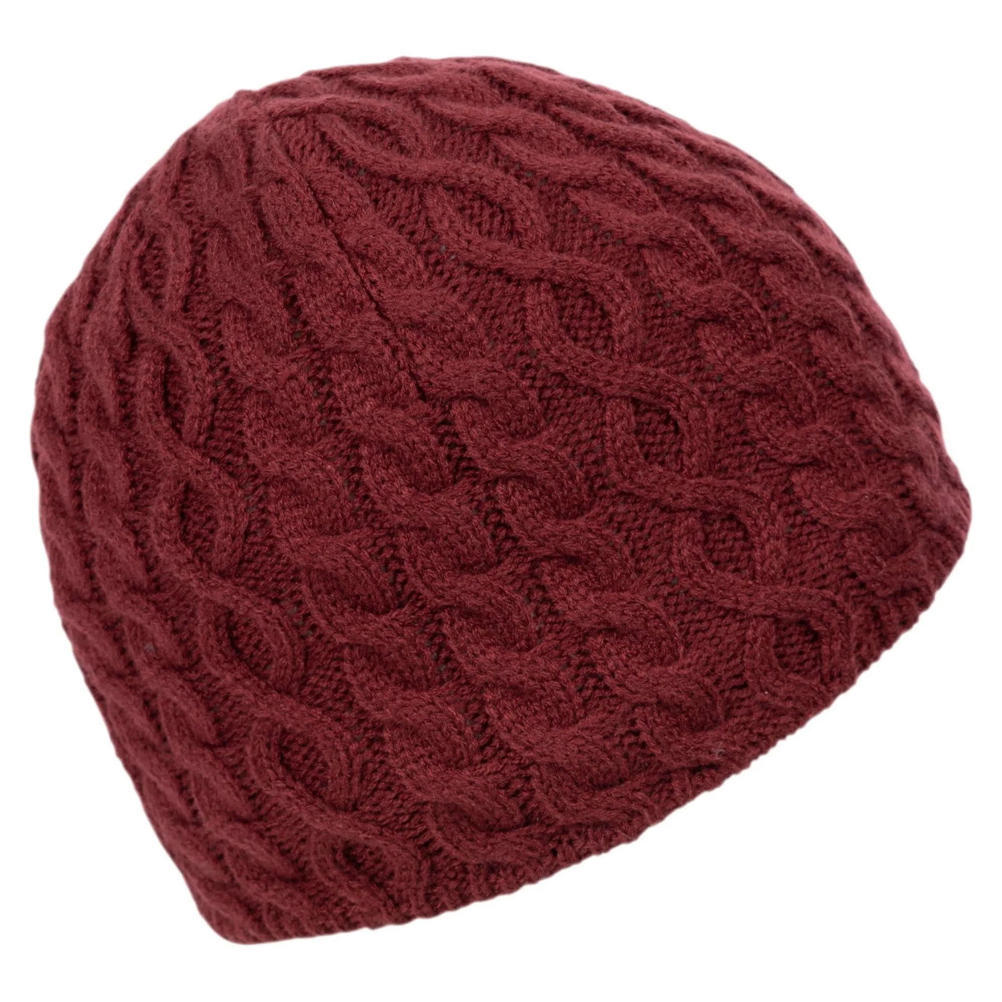 Kendra Women's Knitted Beanie Hat in Dark Cherry