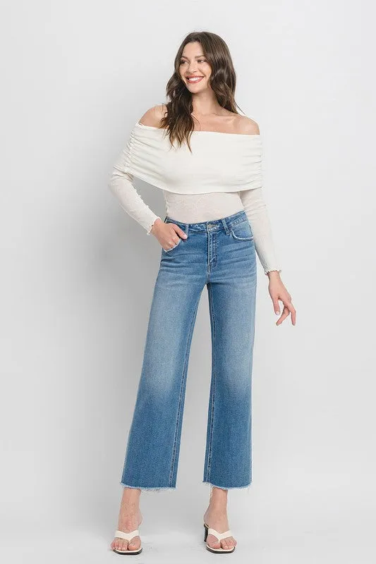 Kenna High Rise Crop Wide Leg Jeans Medium Wash