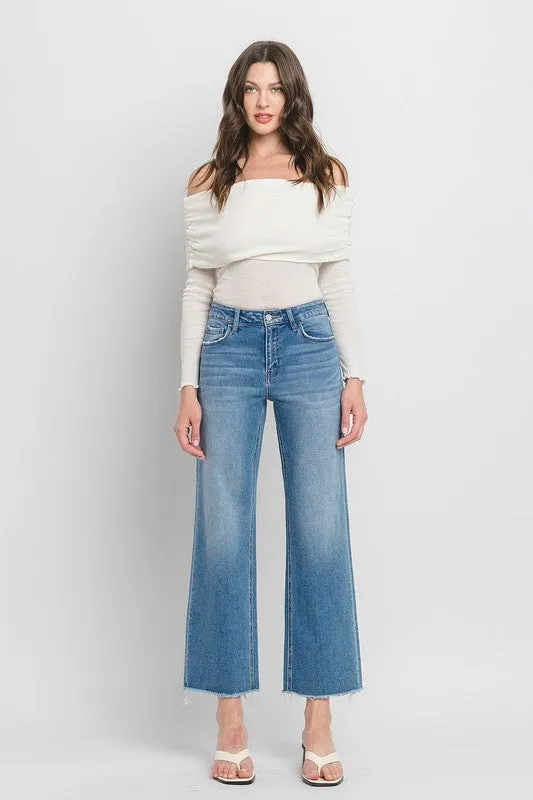 Kenna High Rise Crop Wide Leg Jeans Medium Wash