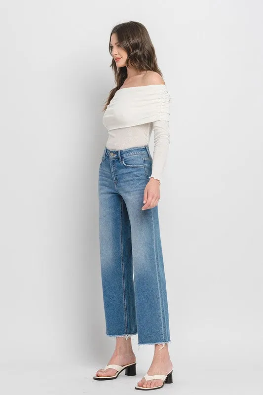 Kenna High Rise Crop Wide Leg Jeans Medium Wash