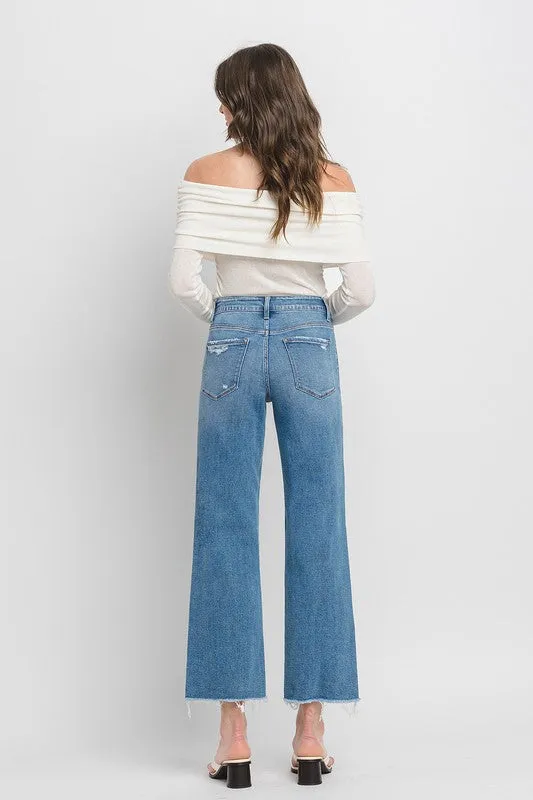 Kenna High Rise Crop Wide Leg Jeans Medium Wash