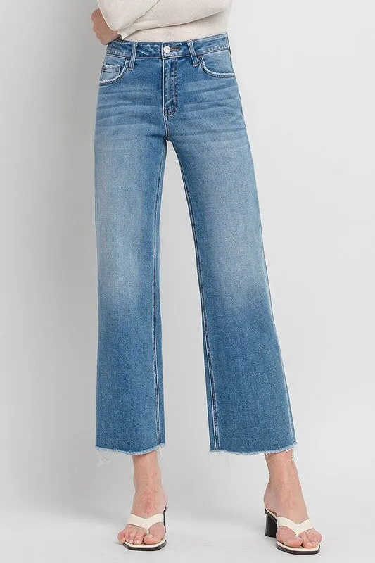 Kenna High Rise Crop Wide Leg Jeans Medium Wash