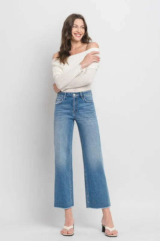 Kenna High Rise Crop Wide Leg Jeans Medium Wash