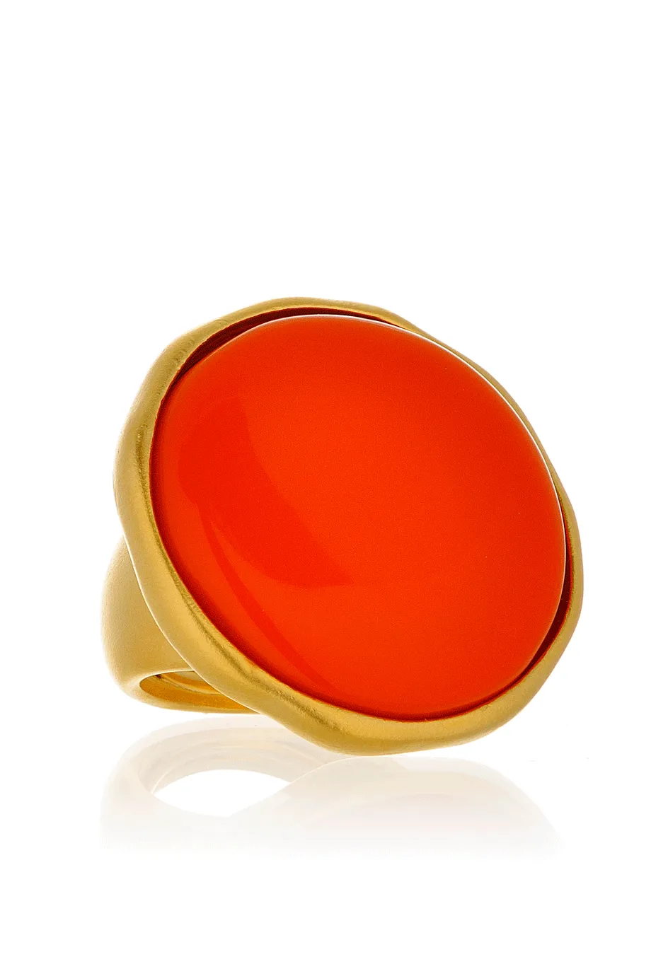 KENNETH JAY LANE BUTTON Satin Gold Coral Ring