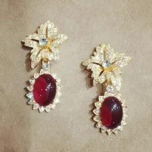 Kenneth Jay Lane Red flower statement  Earrings