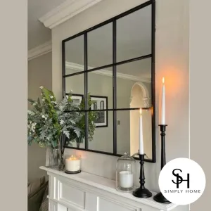 Kensington 9 Square Black Trim Mirror