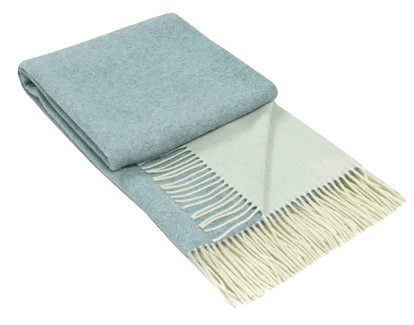 Kensington Throw - 10% Cashmere/ 90% Super Fine Merino Wool - Light Blue