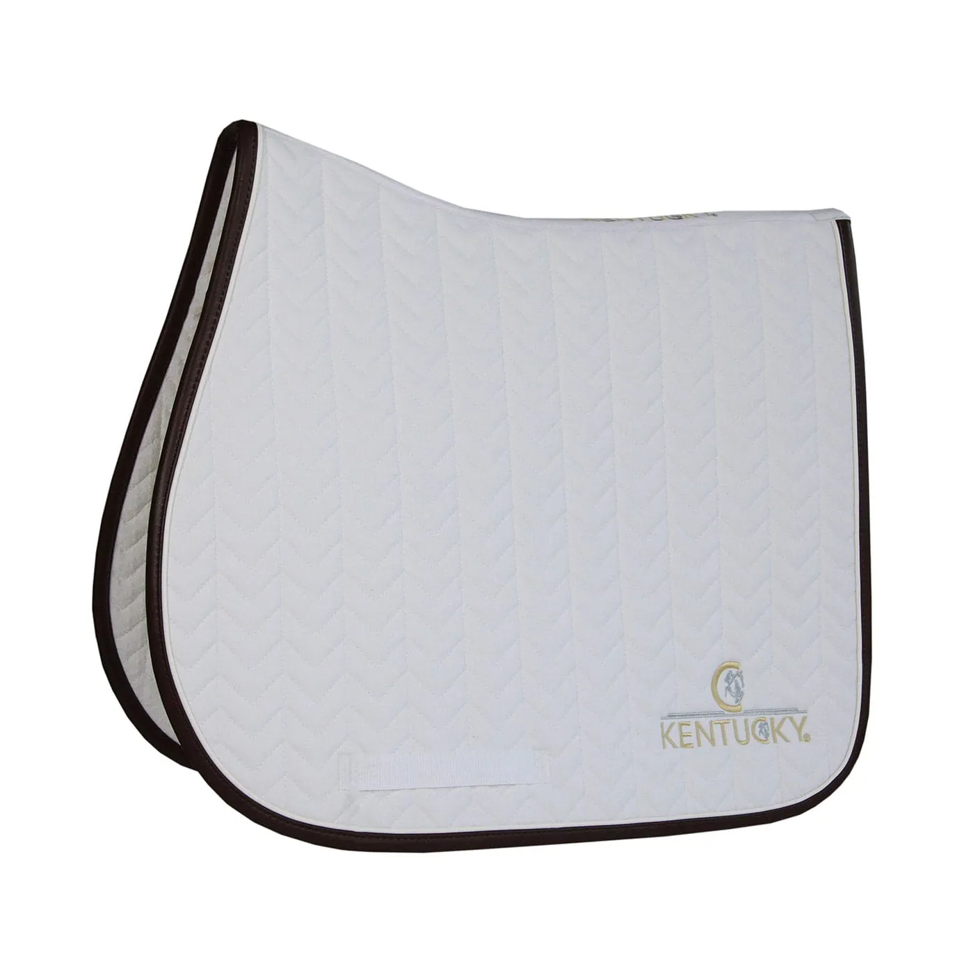 Kentucky Horsewear Fishbone Leather Logo Jumping Saddle Cloth - White