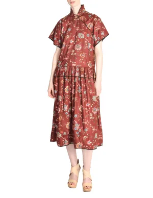 Kenzo Vintage Burgundy Floral Oversized Dress