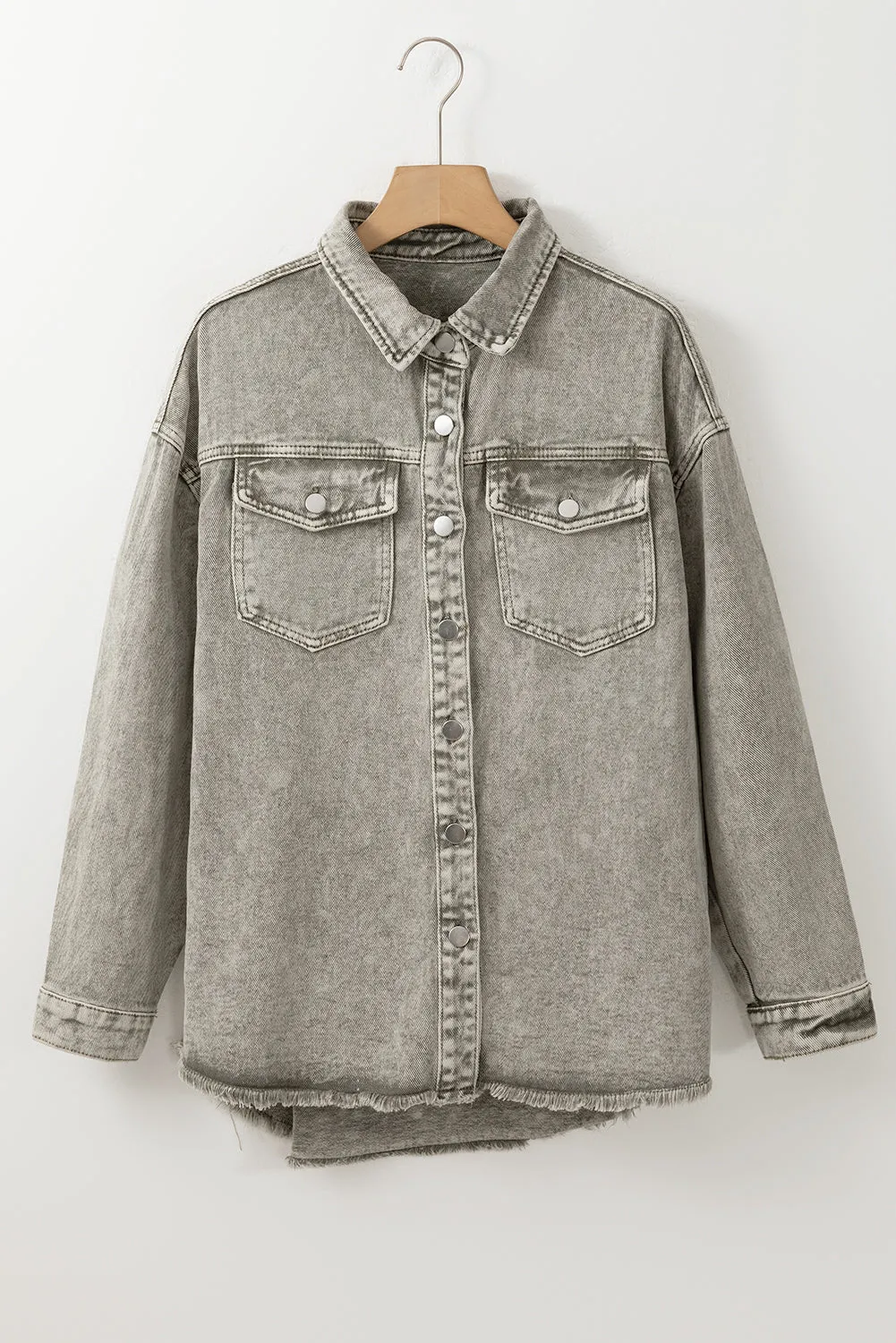 kesley Raw Hem Button Up Denim Jacket