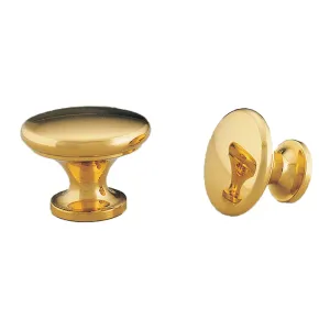 KETHY CABINET KNOB BK34 BUTTON SOLID BRASS 25MM