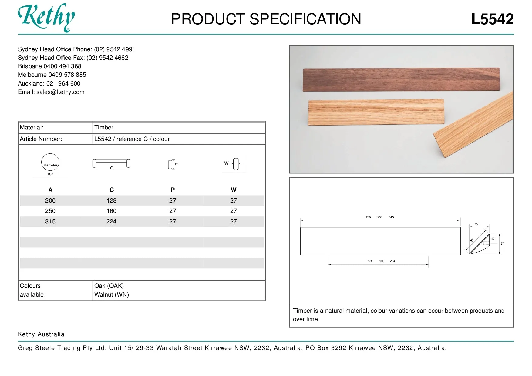 KETHY L5542 CABINET CHISELLE HANDLE 128MM