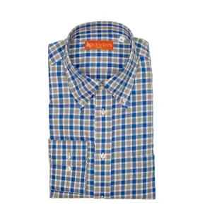 Kevin's Finest 100% Cotton Blue Beige Check Shirt