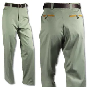 Kevin's Light Green Stretch Poplin Pants with Faux Suede Trim