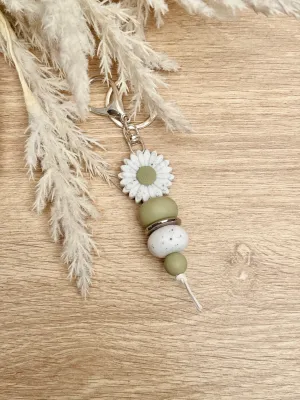 Key Chain - Speckled Green Daisy