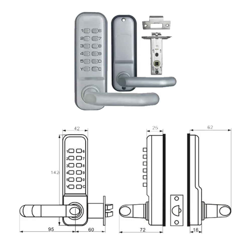 Keyless Push Button Digital Security Door Lock, Satin Chrome