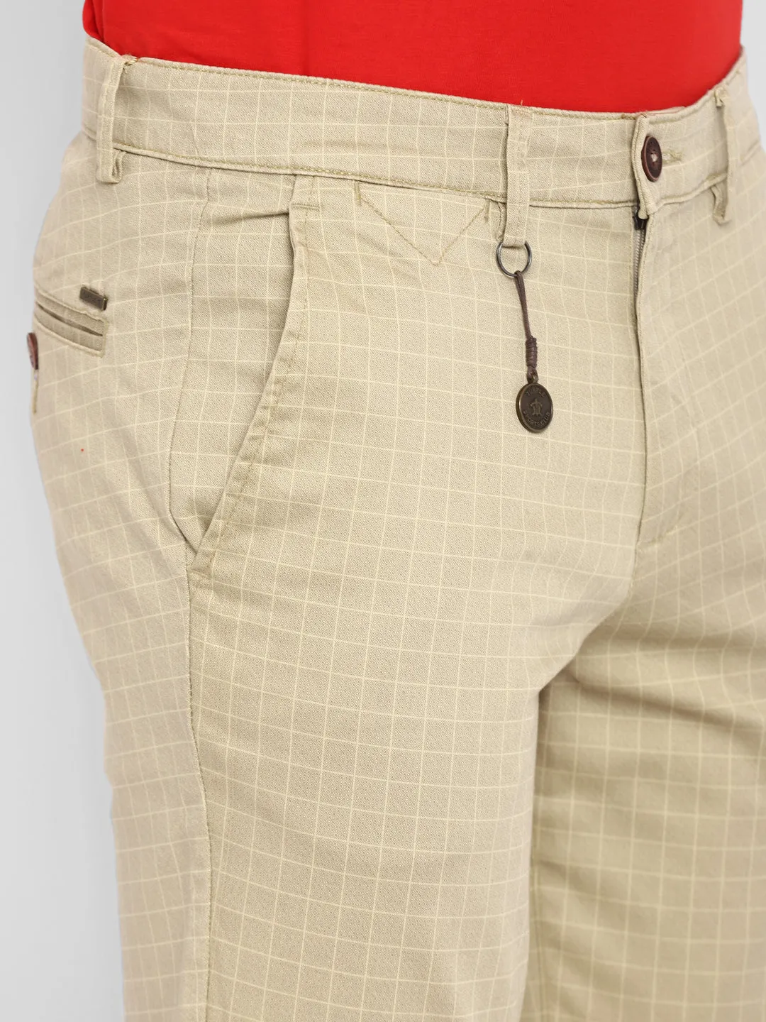 Khaki Checked Ultra Slim Fit Trouser