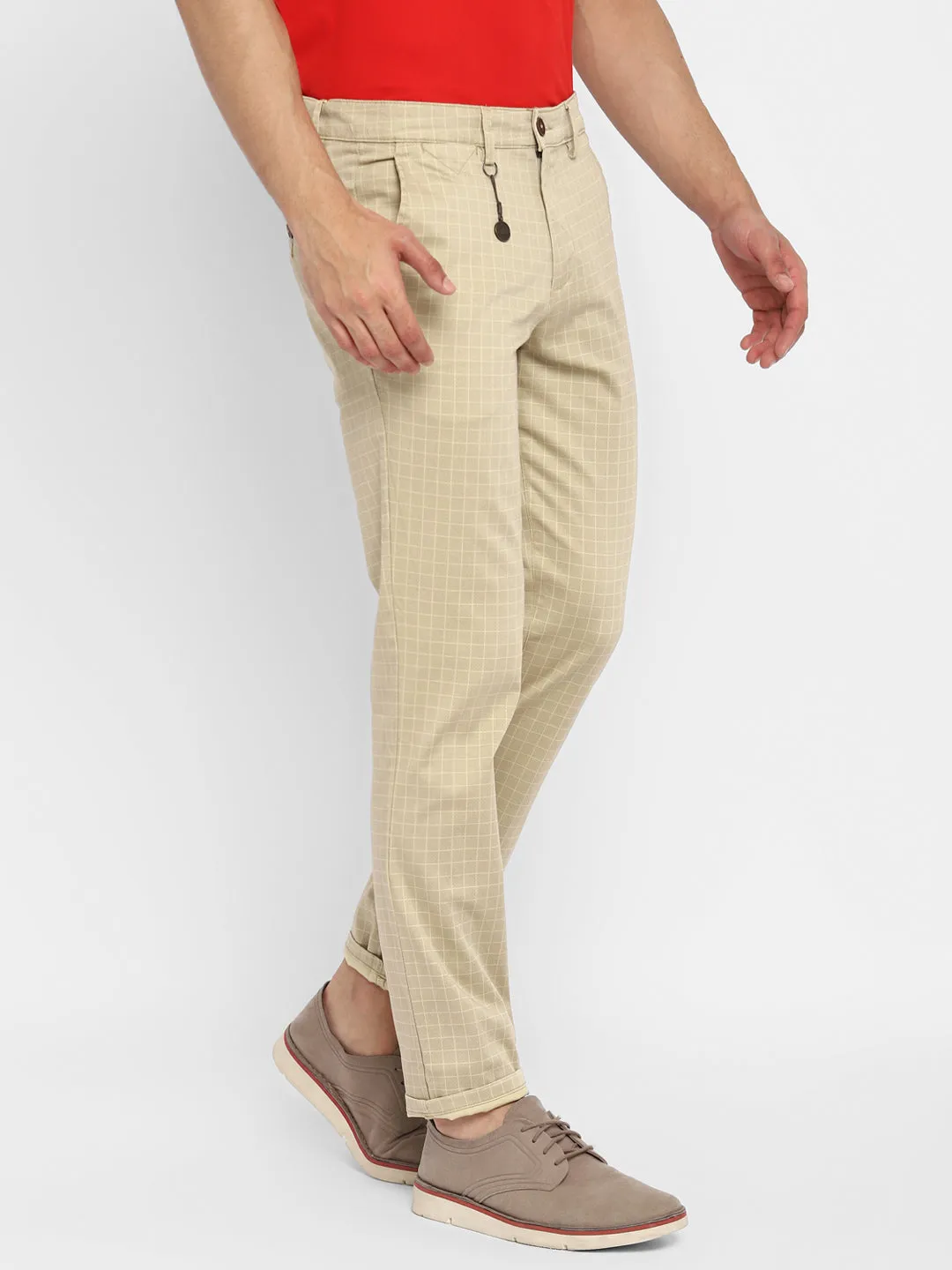 Khaki Checked Ultra Slim Fit Trouser