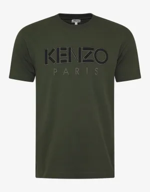 Khaki Logo Embroidery T-Shirt