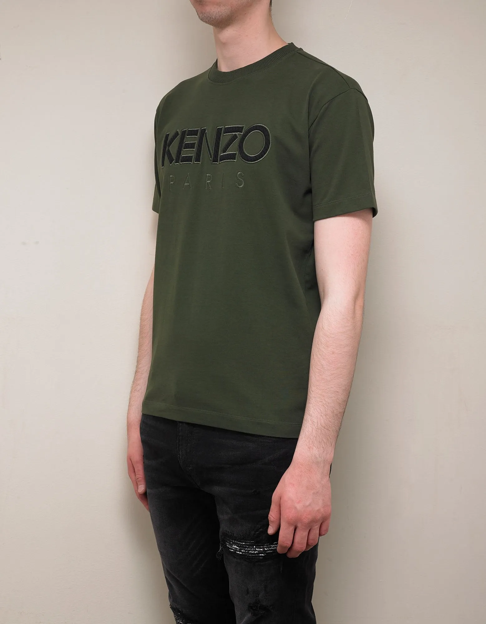 Khaki Logo Embroidery T-Shirt