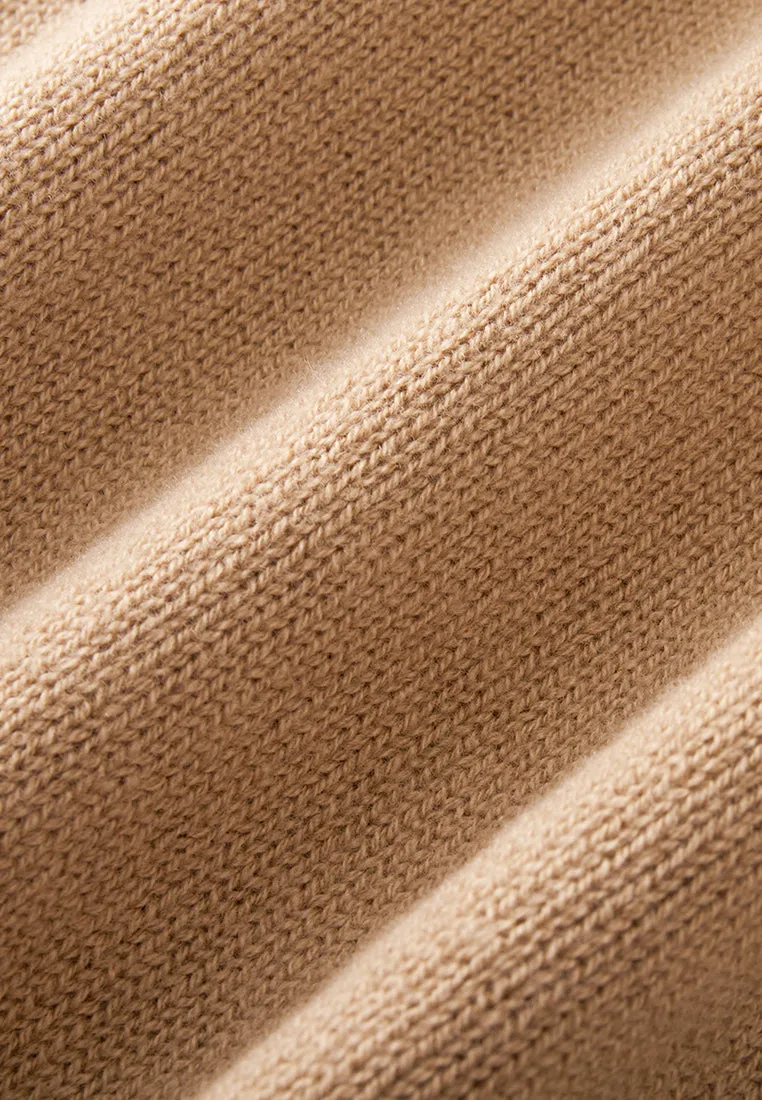 Khaki Stripe-detail Ribbed Trim Jumper