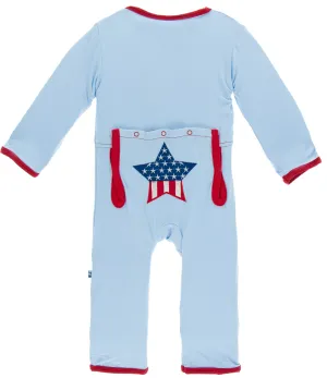 KicKee Pants Applique Coverall - Pond Stars & Stripes