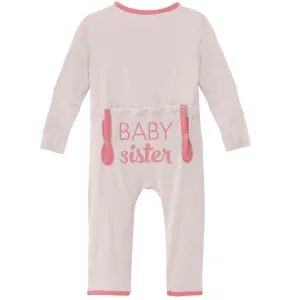 KicKee Pants Applique Coverall with Zipper - Macaroon Baby Sister