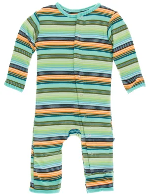 KicKee Pants Cancun Glass Stripe Coverall with Snaps