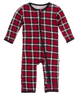 KicKee Pants Crimson 2020 Holiday Plaid Coverall with Zipper