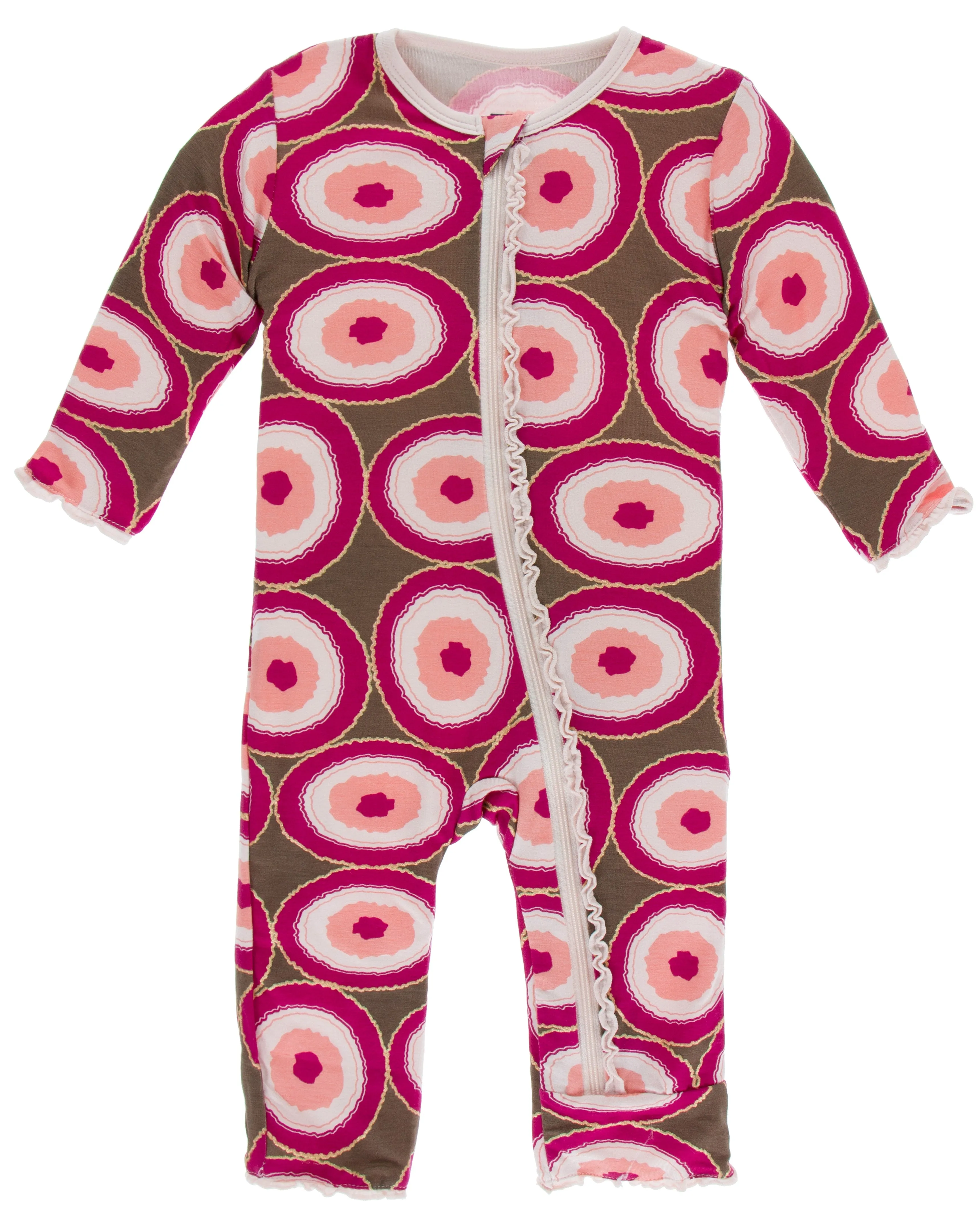 KicKee Pants Falcon Agate Slices Muffin Ruffle Coverall with Zipper