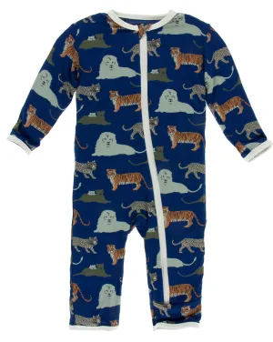 KicKee Pants Flag Blue Big Cats Coverall with Zipper