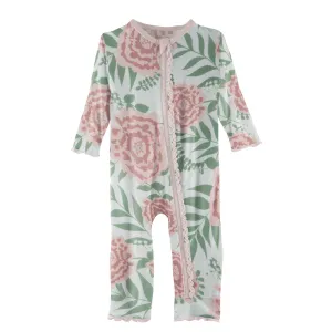 KicKee Pants Fresh Air Florist Muffin Ruffle Coverall with Zipper