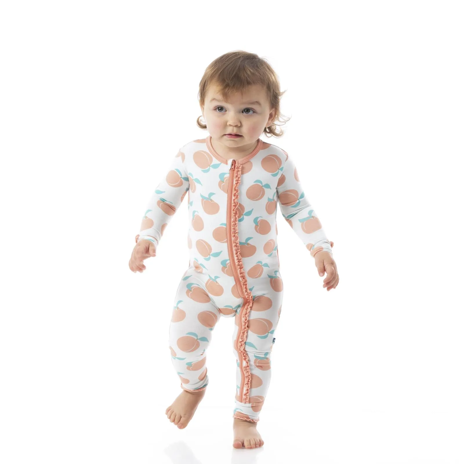 KicKee Pants Fresh Air Peaches Muffin Ruffle Coverall with Zipper