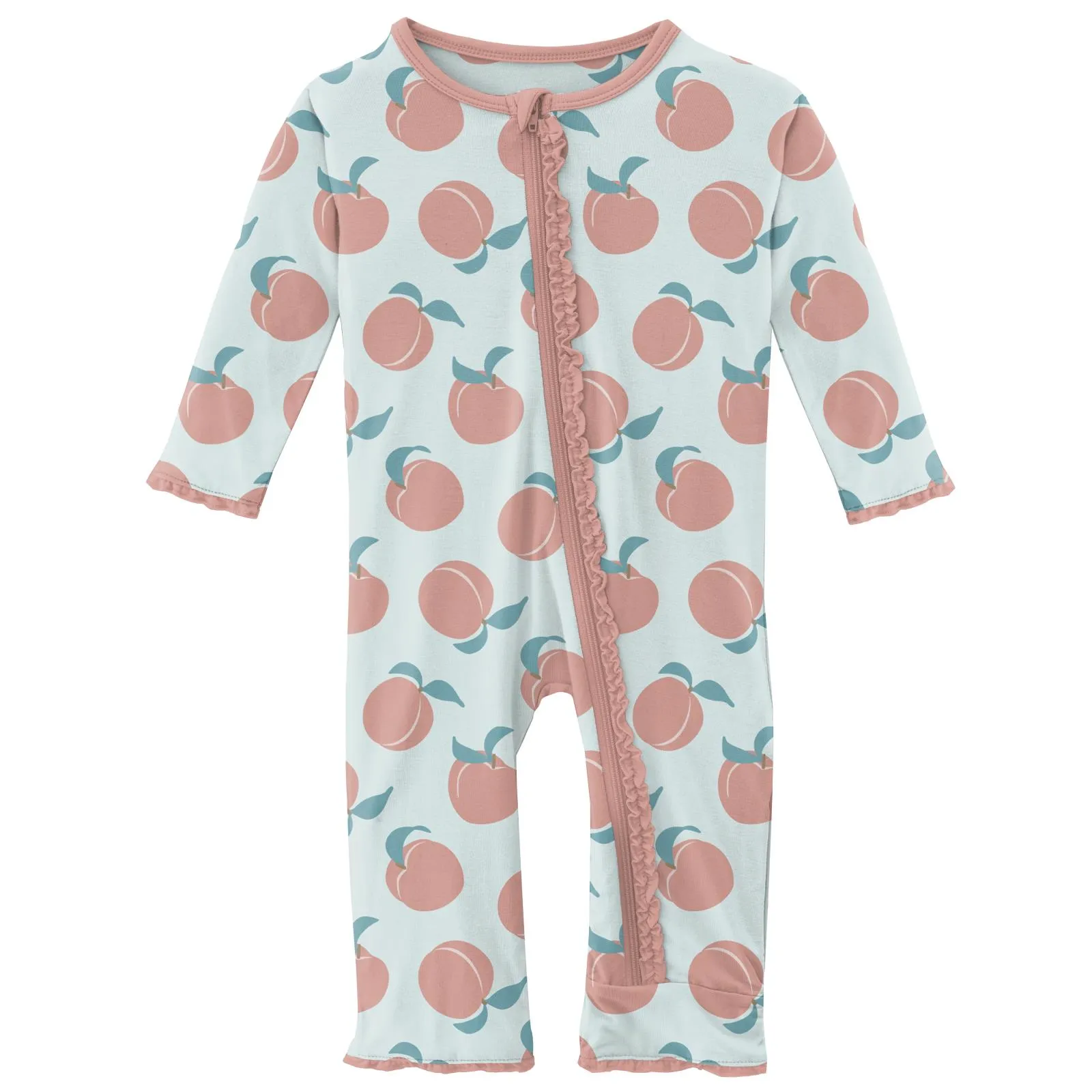 KicKee Pants Fresh Air Peaches Muffin Ruffle Coverall with Zipper