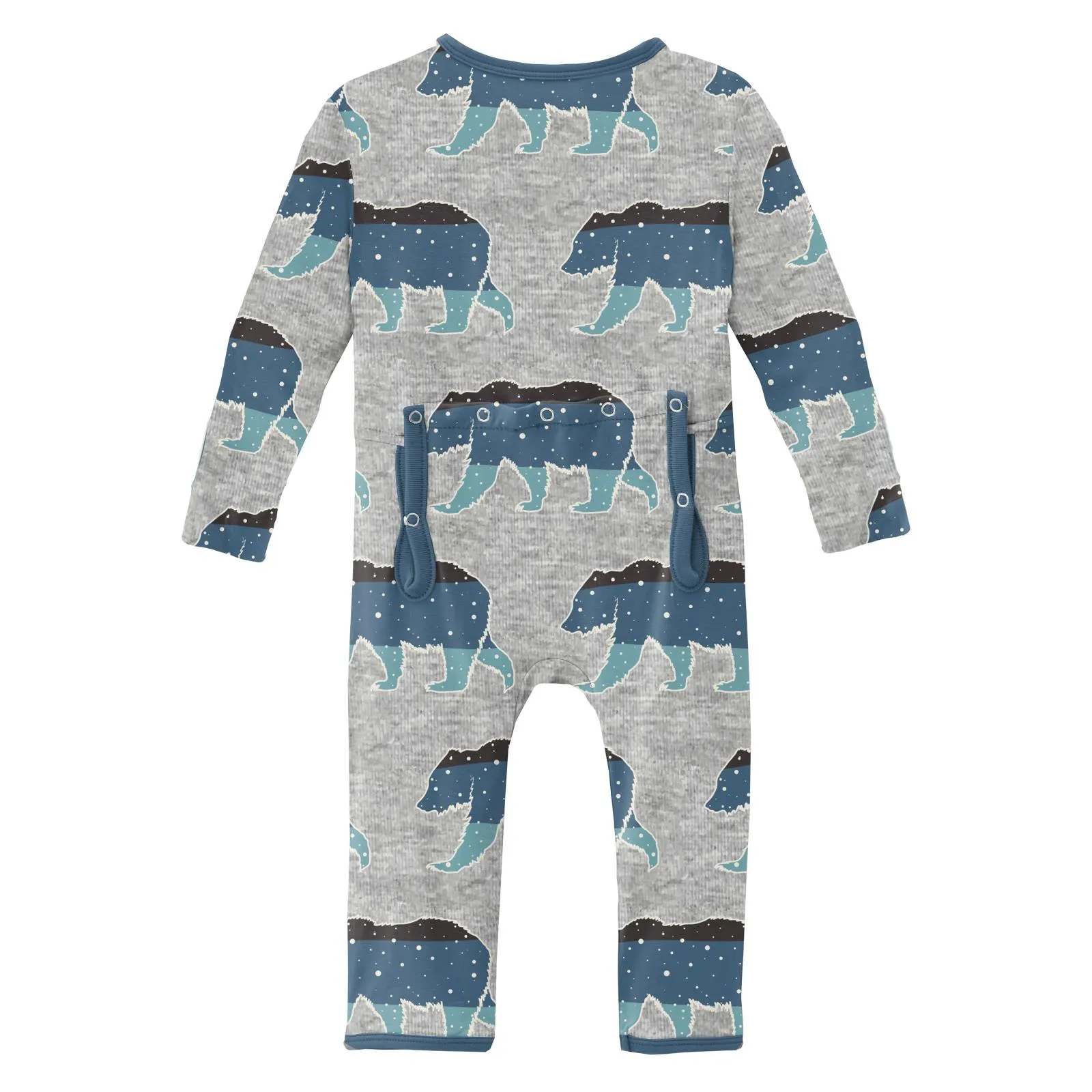 KicKee Pants Heather Mist Night Sky Bear Coverall with Zipper