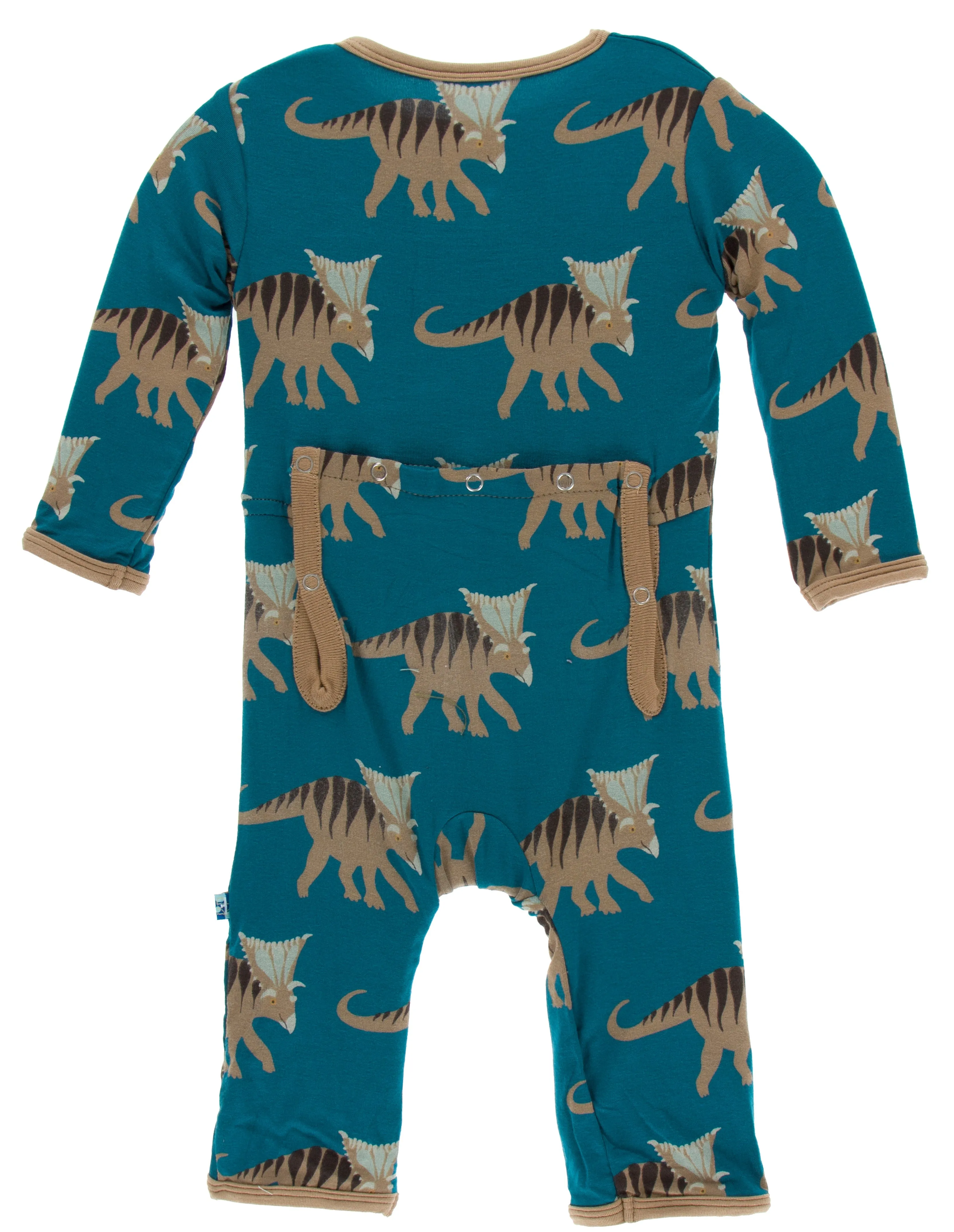 KicKee Pants Heritage Blue Kosmoceratops Coverall with Zipper