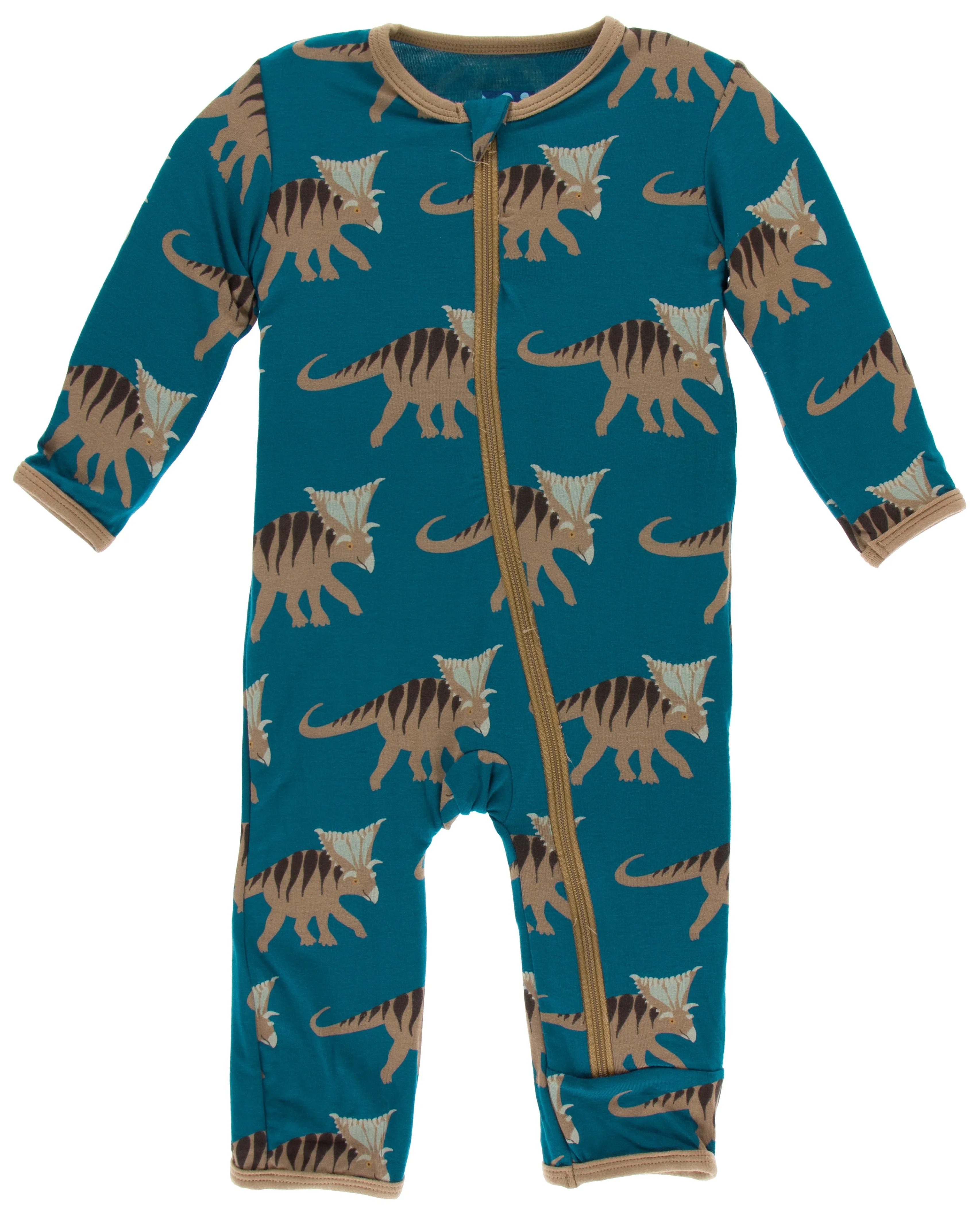 KicKee Pants Heritage Blue Kosmoceratops Coverall with Zipper